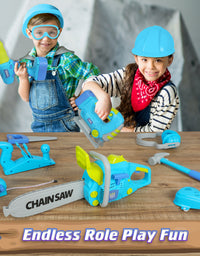 Exercise N Play Blue Chainsaw Kids Tool Toys Set - 11 Pcs