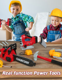 Exercise N Play Red Chainsaw Tools Childrens Toys Set - 11 Pcs