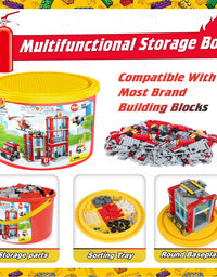 Exercise N Play Fire Station Kids Small Building Blocks Toys Set - 744 Pcs