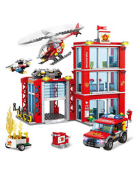 Exercise N Play Fire Station Kids Small Building Blocks Toys Set - 744 Pcs