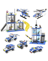 Exercise N Play Mini Police Station Brick Toy Sets - 808 Pcs