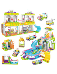 Exercise N Play Grocery Store & Water Park 2 IN 1 Kids Construction Toys - 1375 Pcs