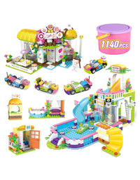 Exercise N Play Coffee Shop & Water Park 2 IN 1 Blocks Bricks - 1140 Pcs
