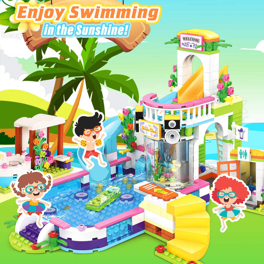 Exercise N Play Water Park & Barber Shop Blocks For Toddlers - 1373 Pcs