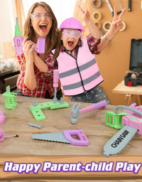 Exercise N Play Pink Chainsaw Tools Toddler Toys Set - 11 Pcs