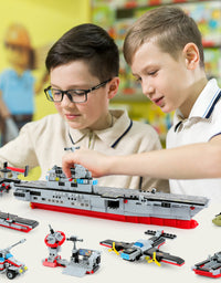 Exercise N Play Navy Military Small Aircraft Carrier Toddler Blocks Sets - 1161 Pcs