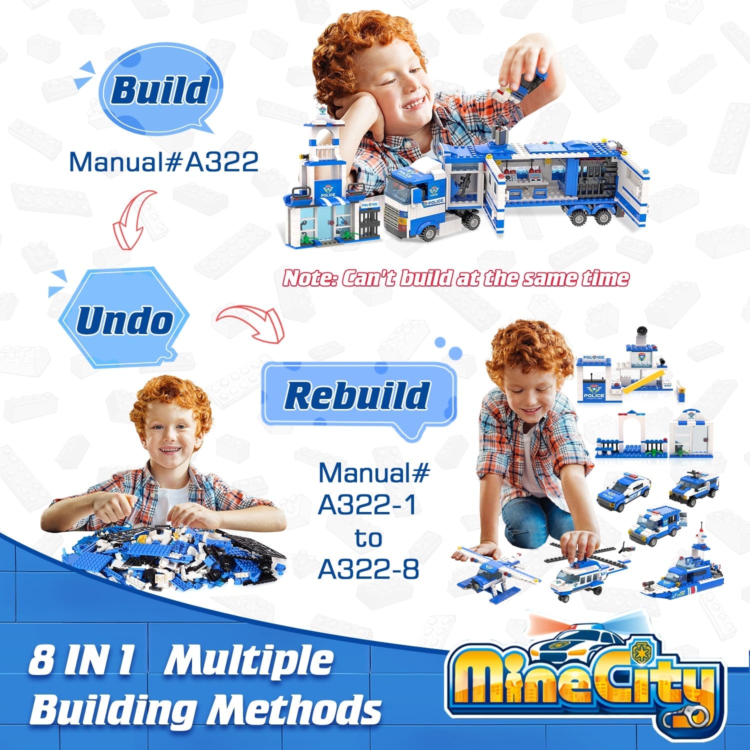 Exercise N Play Police Truck Toddler Blocks Toy Playset - 1039 Pcs