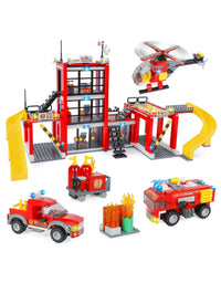 Exercise N Play Fire Station Mini Block Toy Sets - 896 Pcs