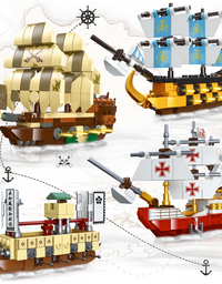 Exercise N Play Pirate Ship Toys Bricks Sets - 664 Pcs