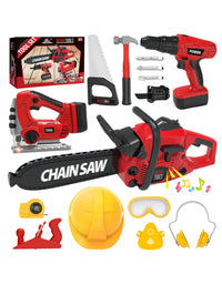 Exercise N Play Red Chainsaw Tools Childrens Toys Set - 11 Pcs