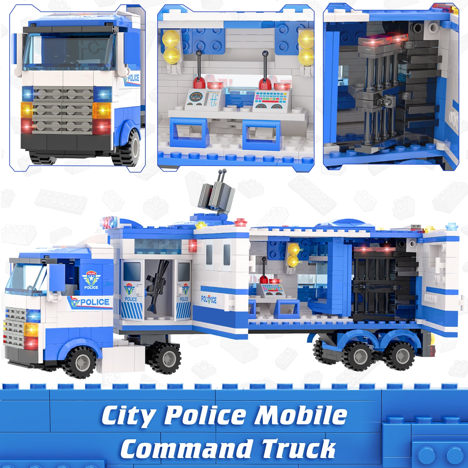 Exercise N Play Police Truck Toddler Blocks Toy Playset - 1039 Pcs
