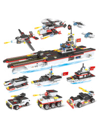 Exercise N Play Navy Military Aircraft Carrier Building Toy Sets - 786 Pcs
