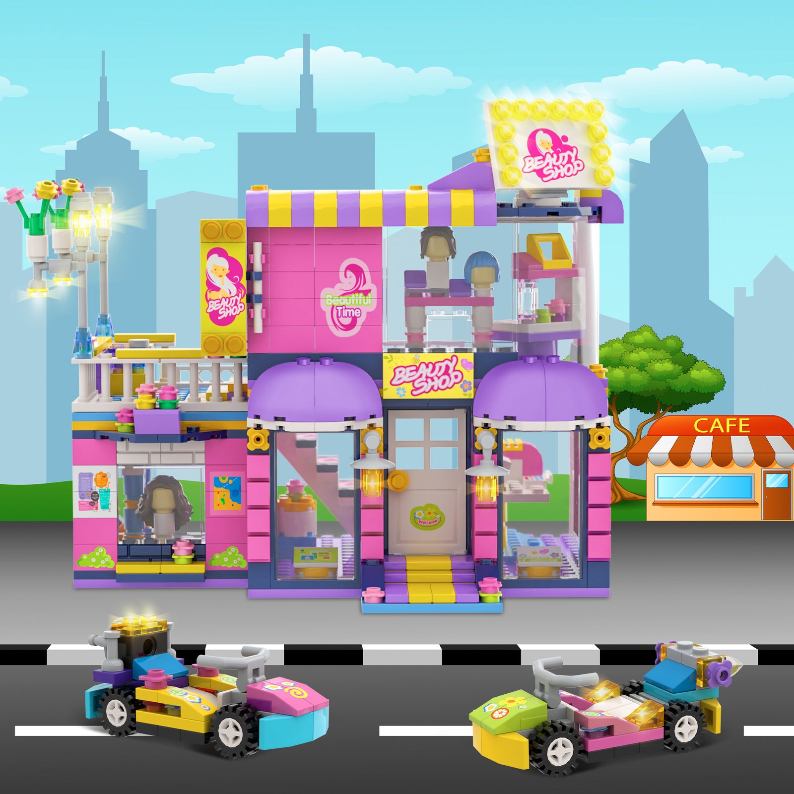 Exercise N Play Barber & Pizza Shop Small Building Blocks - 1030 Pcs