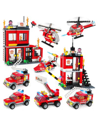 Exercise N Play Fire Station Building Bricks Toys Playset - 899 Pcs