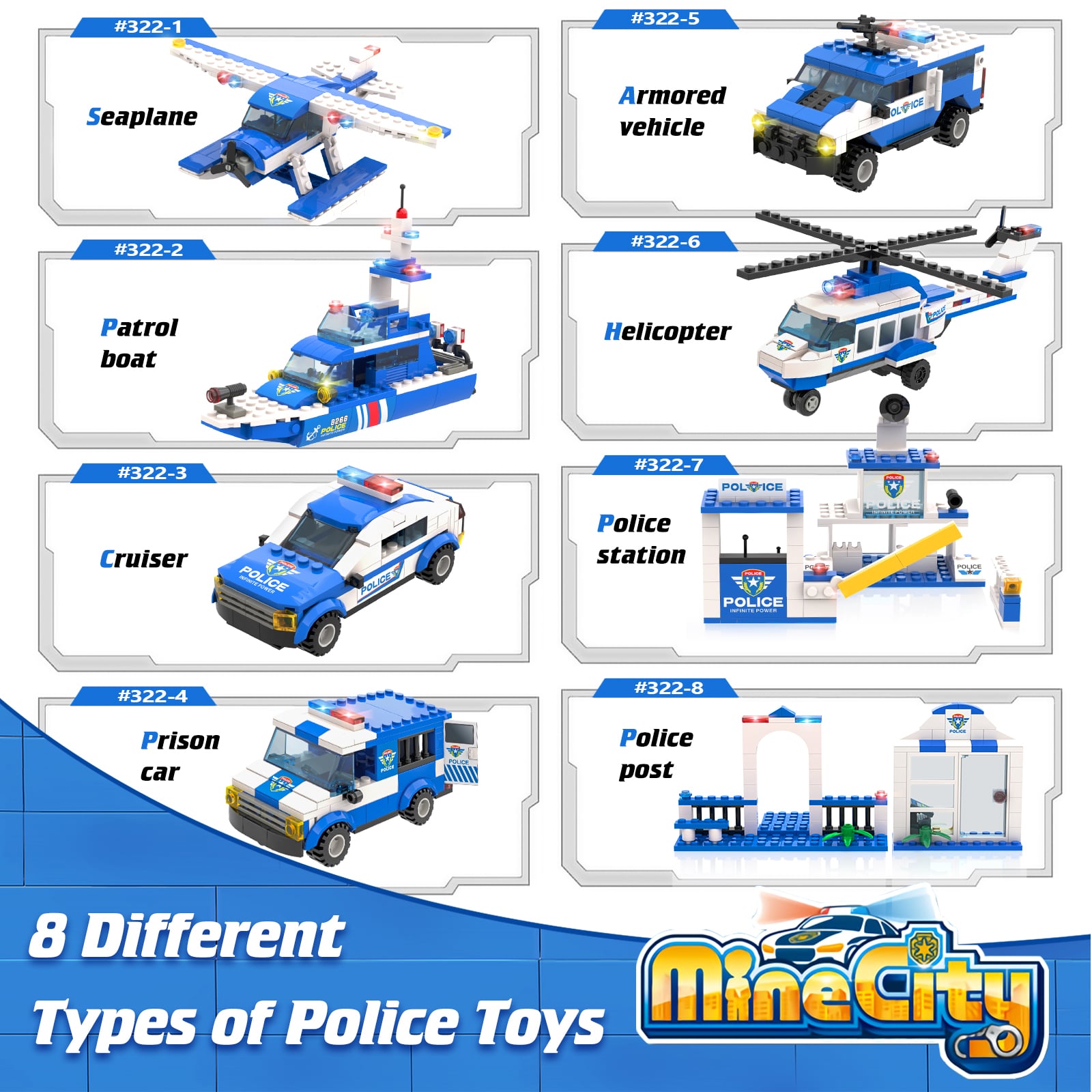 Exercise N Play Police Truck Toddler Blocks Toy Playset - 1039 Pcs