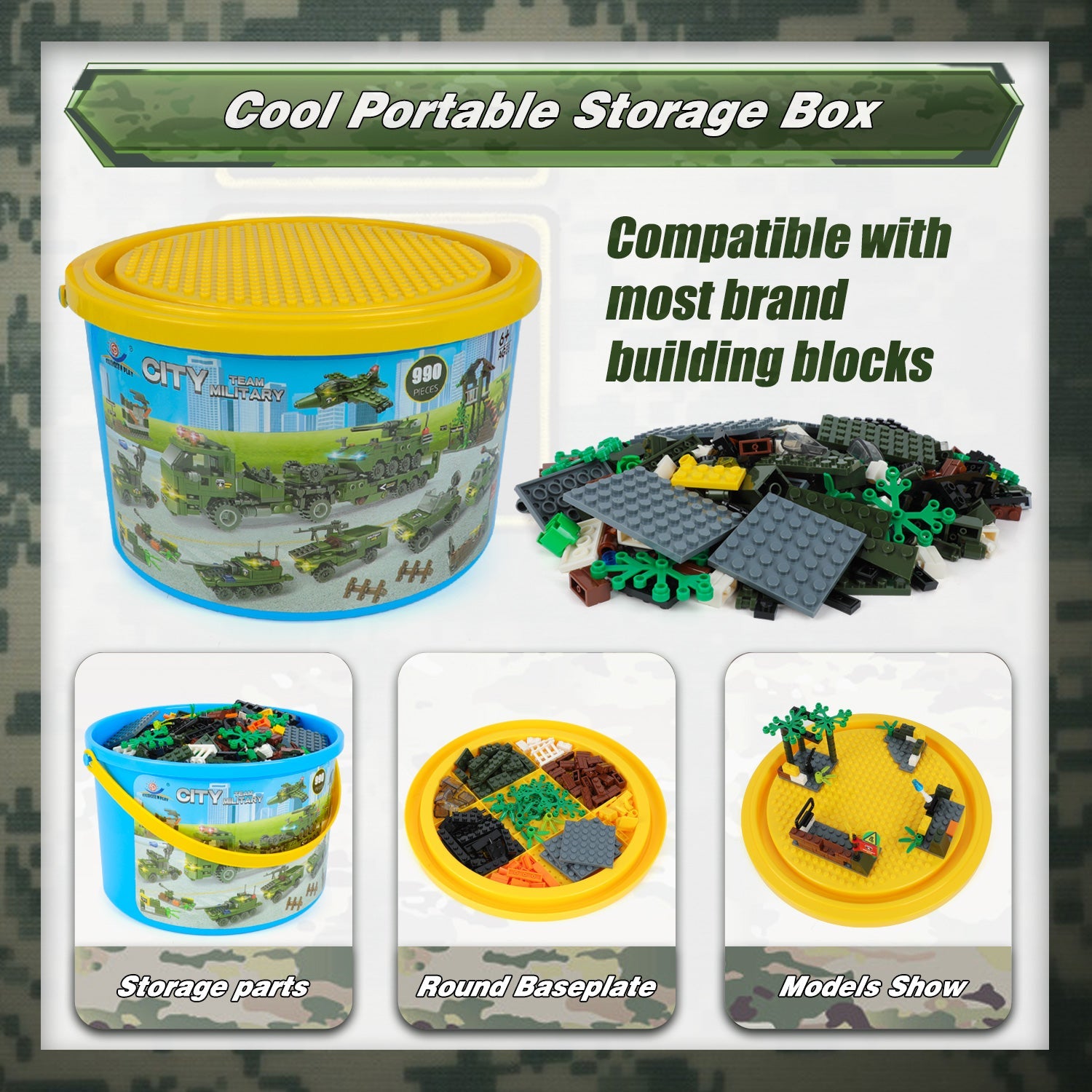 Exercise N Play Military Tank Transport Vehicle Blocks For Toddlers - 990 Pcs