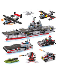 Exercise N Play Navy Military Small Aircraft Carrier Toddler Blocks Sets - 1161 Pcs