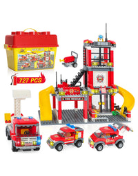 Exercise N Play Fire Station Toddler Blocks Toy Set - 788 Pcs