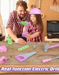 Exercise N Play Pink Chainsaw Tools Toddler Toys Set - 11 Pcs