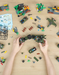 Exercise N Play Military Tank Transport Vehicle Blocks For Toddlers - 990 Pcs