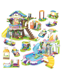 Exercise N Play TreeHouse & Water Park 2 IN 1 Children's Construction Toys - 1274 Pcs