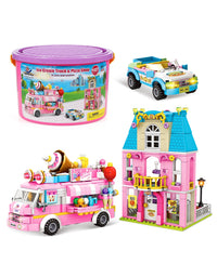 Exercise N Play Street Pizza Shop & Ice Cream Truck Miniature Blocks - 997 Pcs