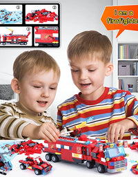 Exercise N Play City Light Fire Truck Small Building Blocks Sets - 1432 Pcs