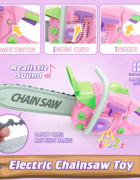 Exercise N Play Pink Chainsaw Tools Toddler Toys Set - 11 Pcs