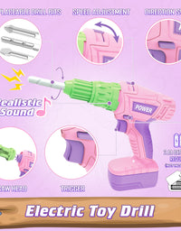 Exercise N Play Pink Chainsaw Tools Toddler Toys Set - 11 Pcs
