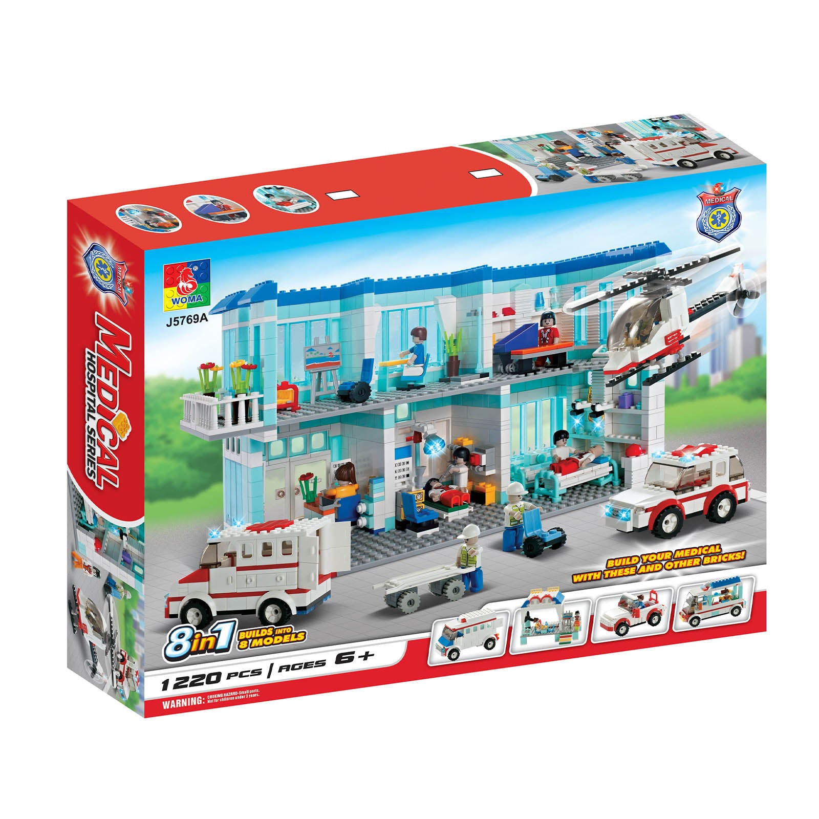 City Hospital Brick Builder Toys - 1220Pcs