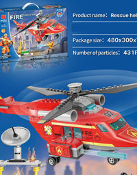 Fire Rescue Helicopter Toddler Toys Set -431Pcs