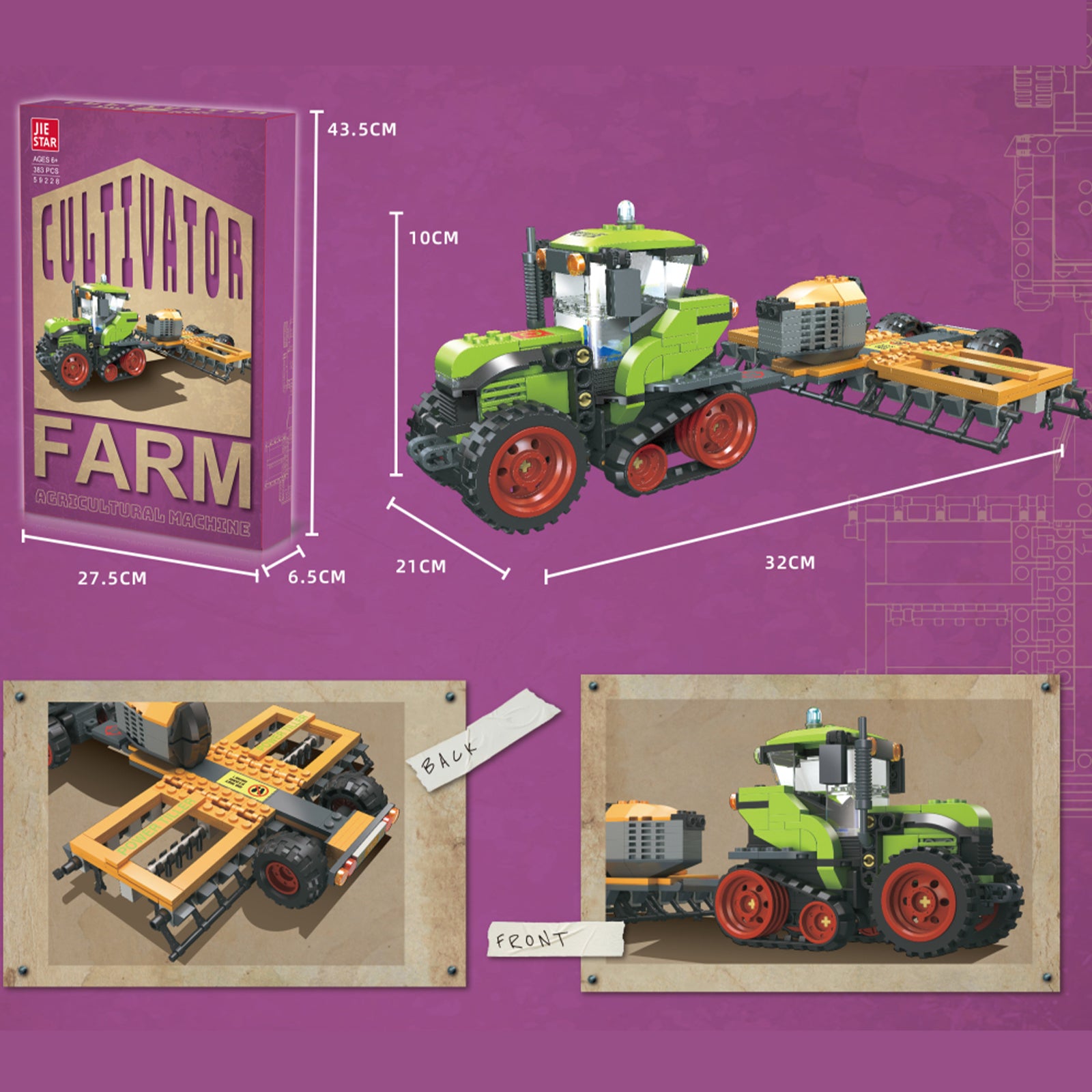 Farm Tractor Blocks Brick Vehicles Toys -415Pcs