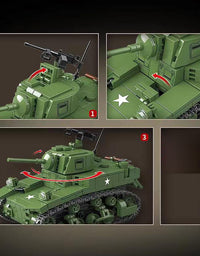 Military American ww2 Tank Block Toy Set - 601Pcs