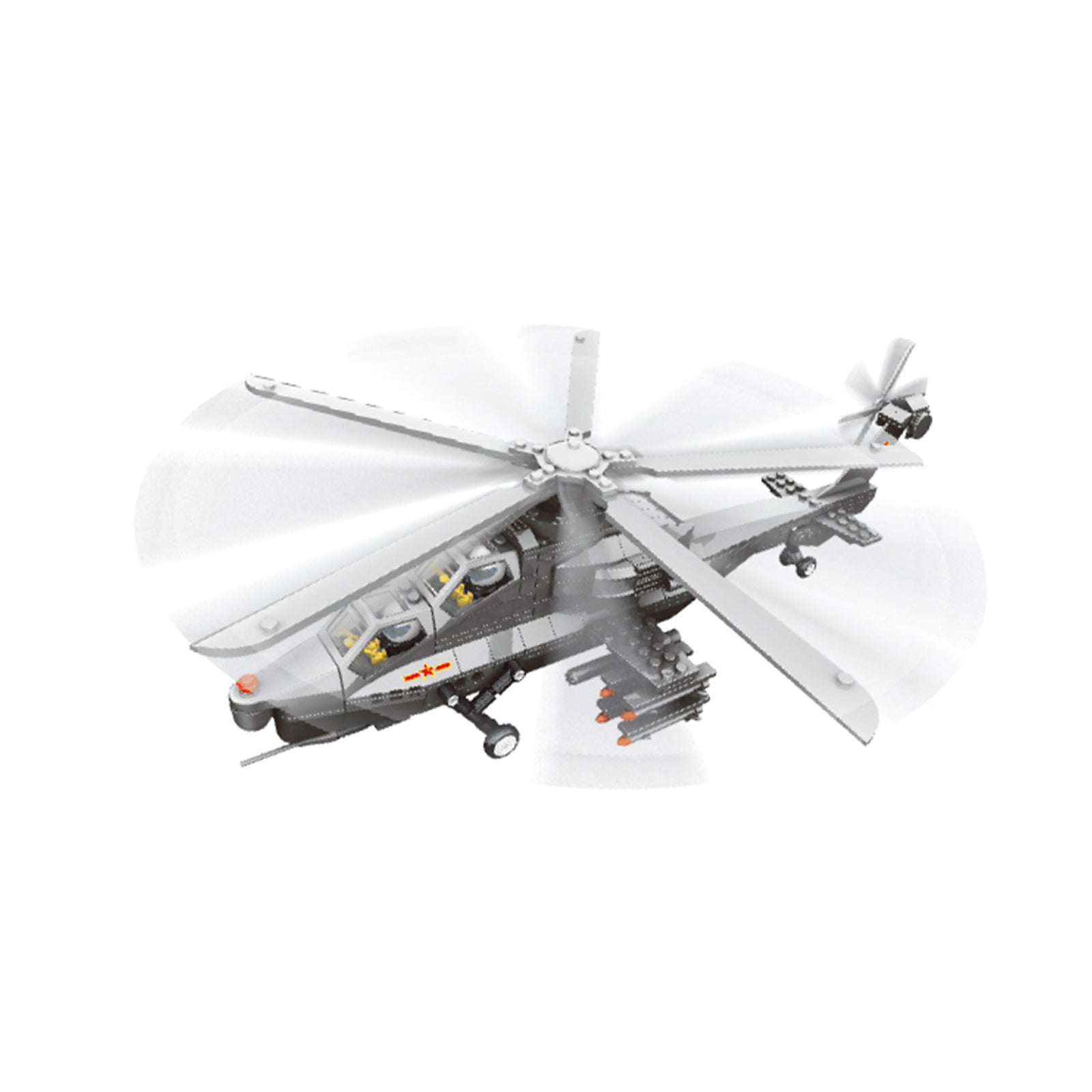 Military WZ-10 Helicopter Blocks Bricks Toys