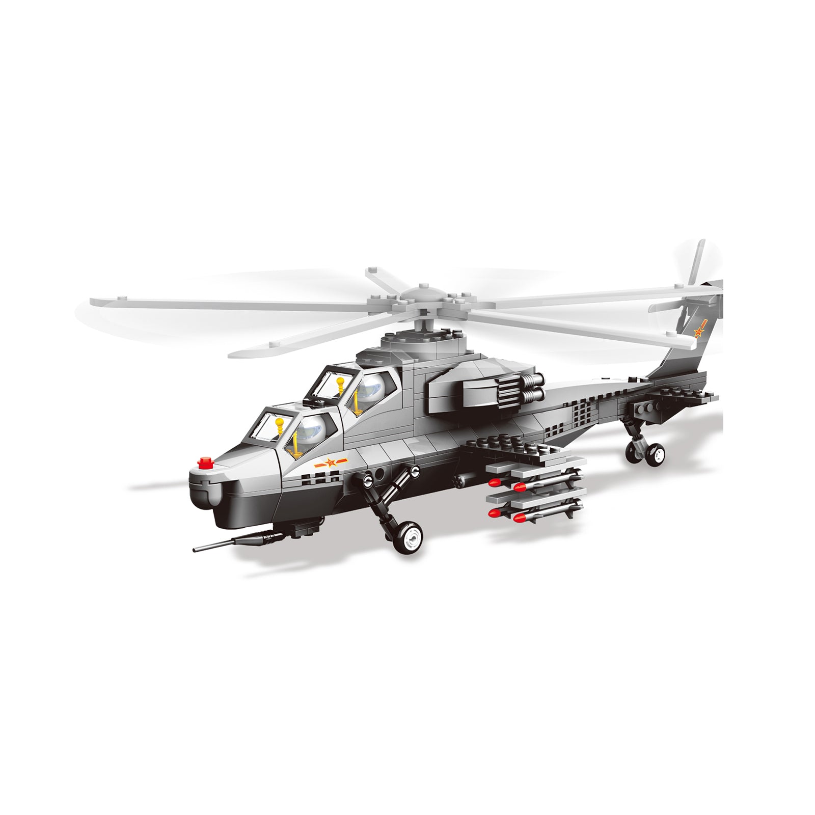 Military WZ-10 Helicopter Blocks Bricks Toys
