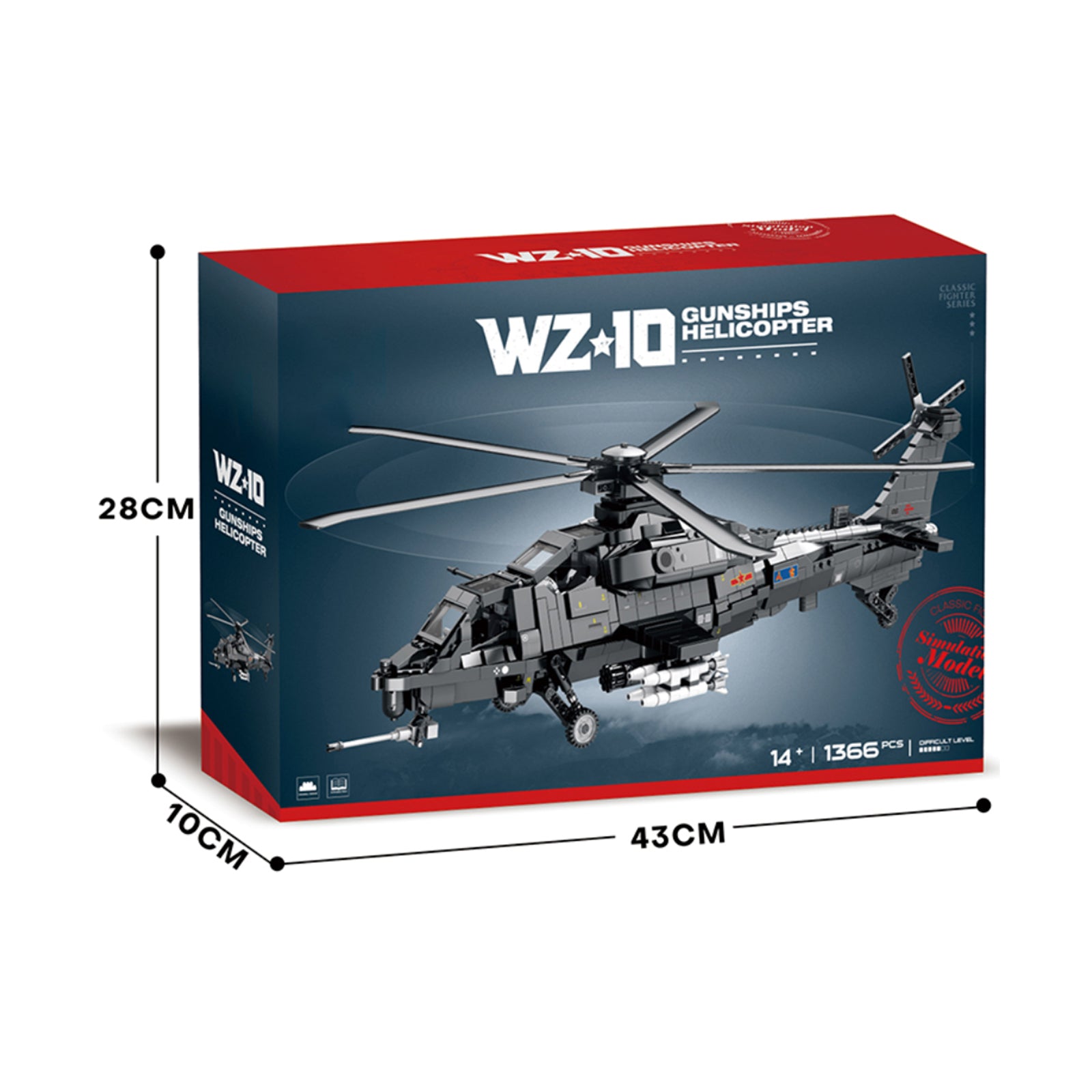 Military WZ-10 Helicopter Blocks Bricks Toys