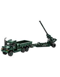 M198 Howitzer & M35 Cargo Truck Brick Toy Set - 485Pcs