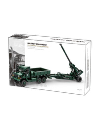 M198 Howitzer & M35 Cargo Truck Brick Toy Set - 485Pcs
