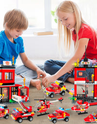 Exercise N Play Fire Station Building Bricks Toys Playset - 899 Pcs