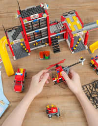 Exercise N Play Fire Station Mini Block Toy Sets - 896 Pcs