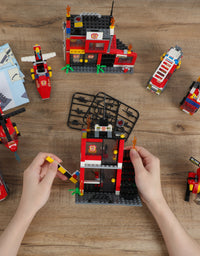 Exercise N Play Fire Station Building Bricks Toys Playset - 899 Pcs