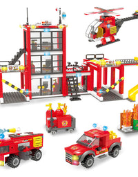Exercise N Play Fire Station Mini Block Toy Sets - 896 Pcs