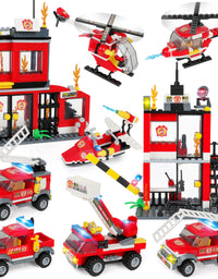 Exercise N Play Fire Station Building Bricks Toys Playset - 899 Pcs