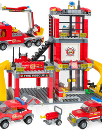 Exercise N Play Fire Station Toddler Blocks Toy Set - 788 Pcs