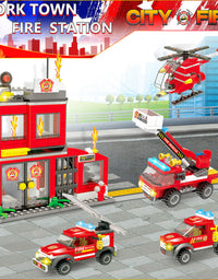 Exercise N Play Fire Station Building Bricks Toys Playset - 899 Pcs