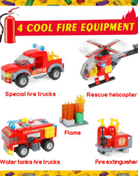 Exercise N Play Fire Station Mini Block Toy Sets - 896 Pcs