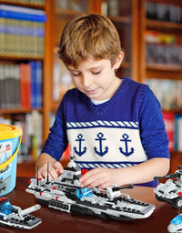Exercise N Play Navy Military Battleship Brick Building Sets - 796 Pcs