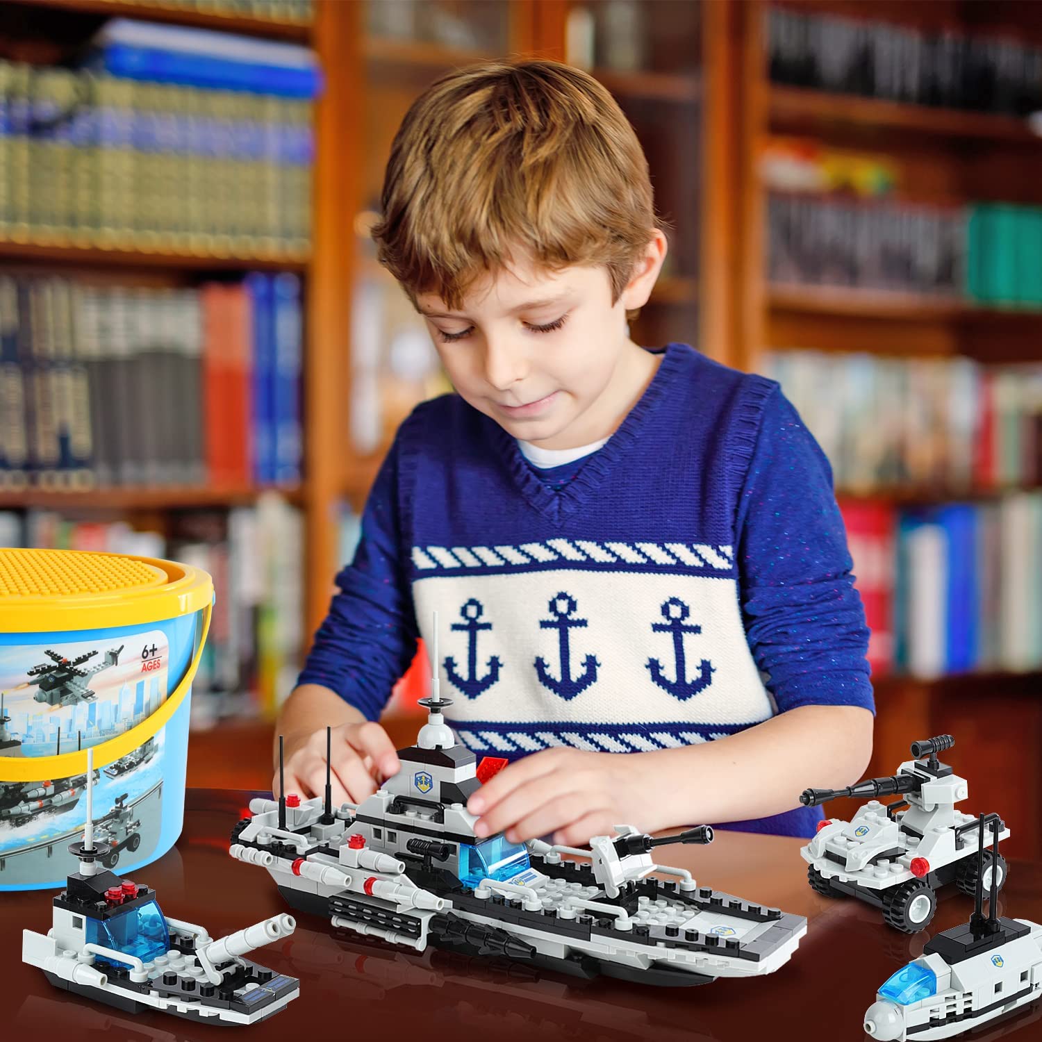 Exercise N Play Navy Military Battleship Brick Building Sets - 796 Pcs