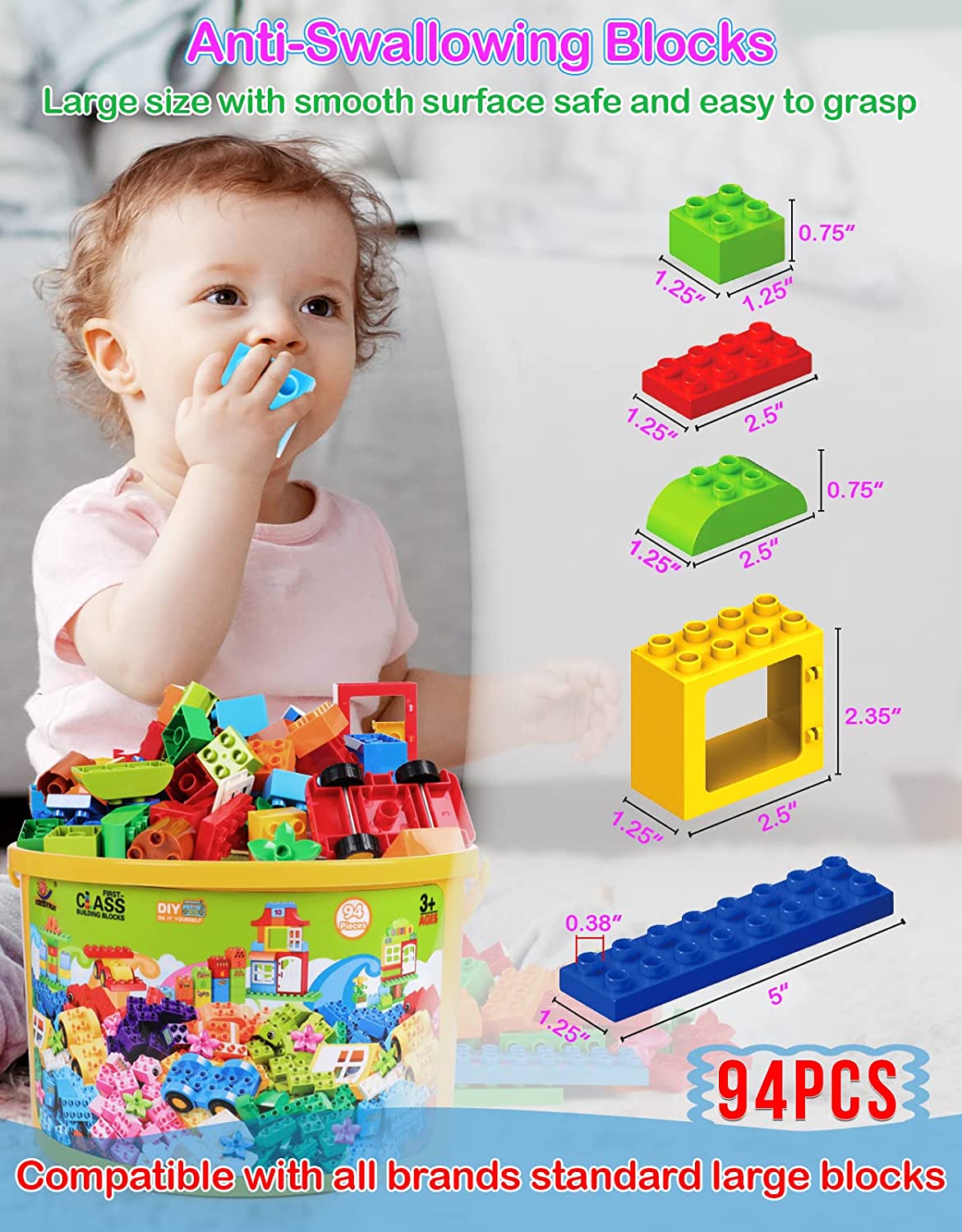 Exercise N Play STEM Children's Construction Toys - 94 Pcs