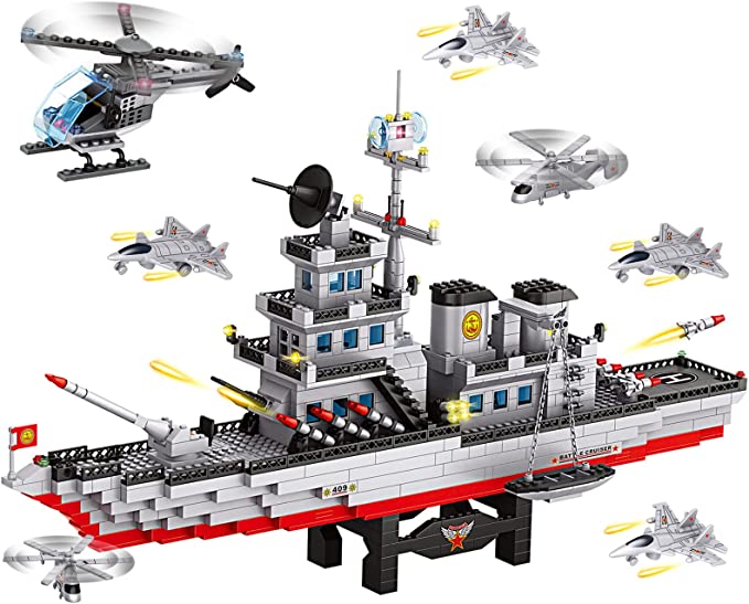 Exercise N Play Navy Battle Cruiser Ship Brick Sets - 1163 Pcs